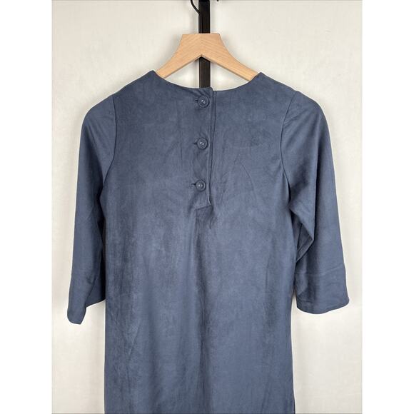 NEW Gretchen Scott Button Back Swing Dress Women's Small Ultra Suede Navy Preppy - Picture 6 of 10